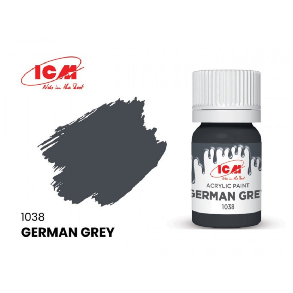ICM 1038 Acrylic paint, German Grey. Volume, ml 12. Waterproof